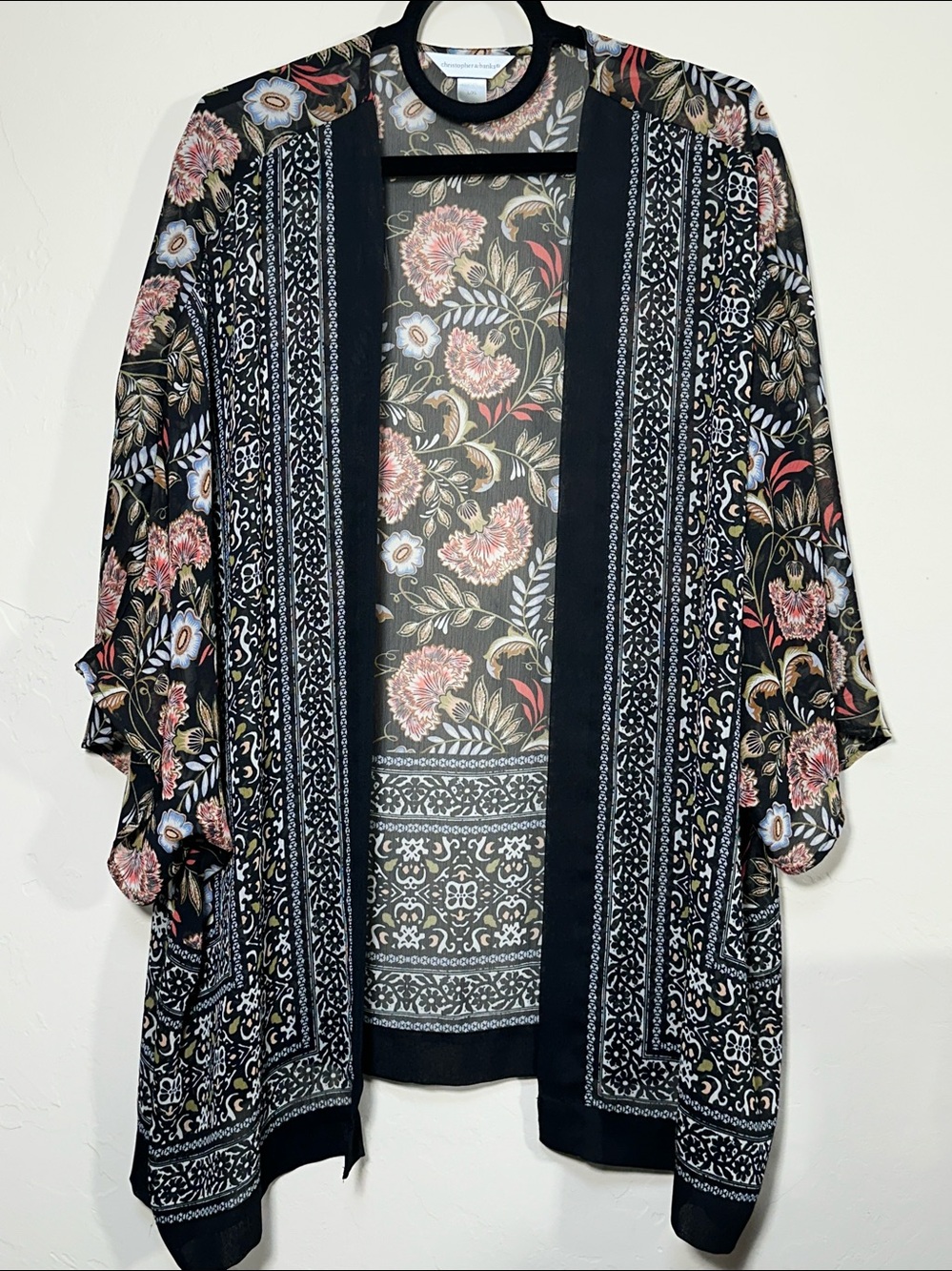 Christopher & Banks Whimsigoth Sheer Boho Floral Vintage Duster Kimono